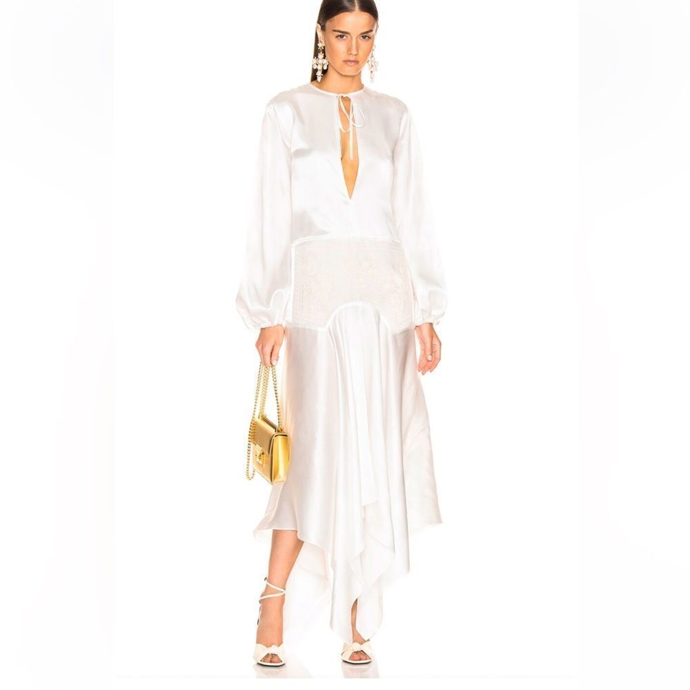 MARQUES' ALMEIDA embroidered silk maxi dress White flapper bridal $1300 NWT S